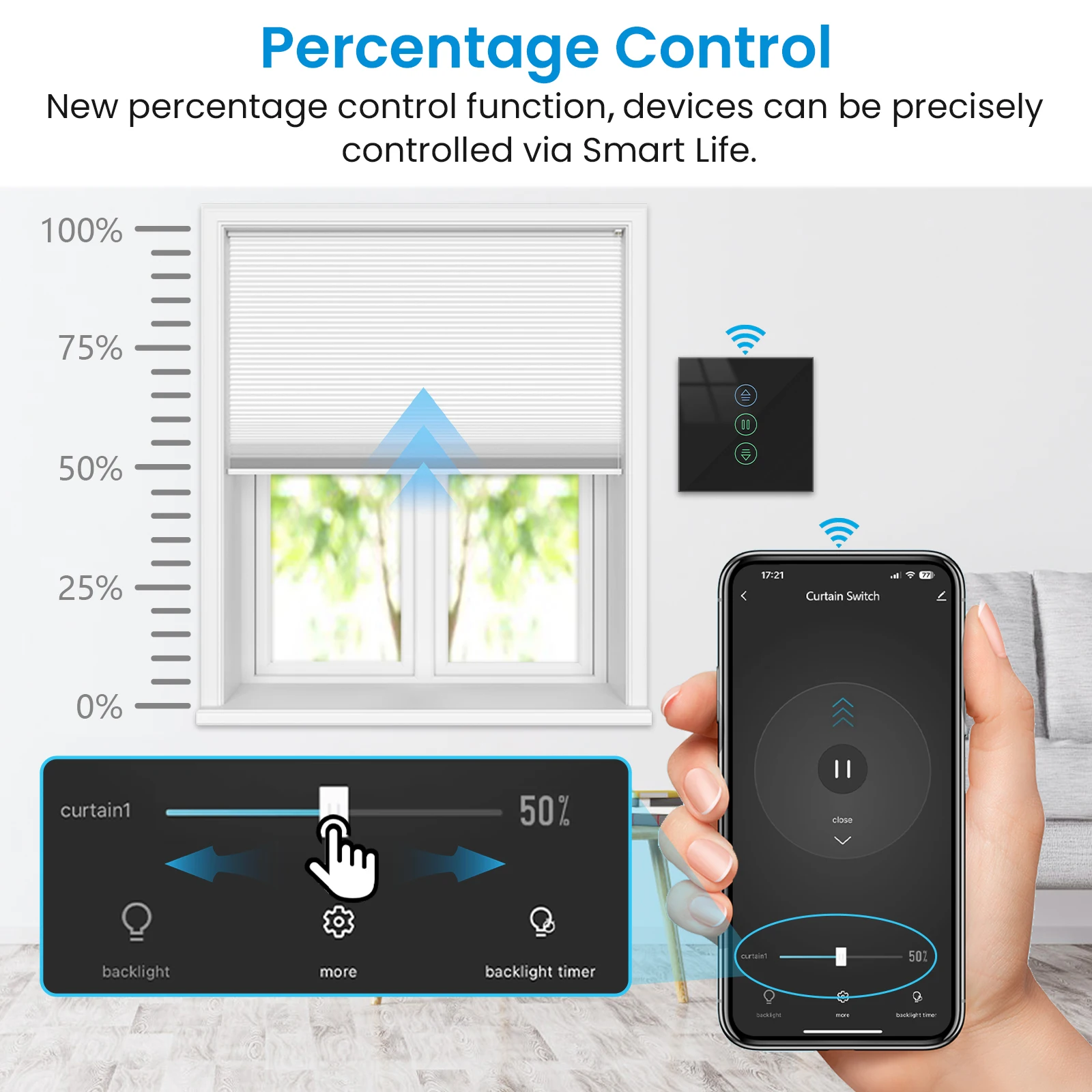 QCSMART-Joli de rideau noir et télécommande, contrôle des volets roulants via Google Home, Alexa, Smart Life, Tuya 4ème génération