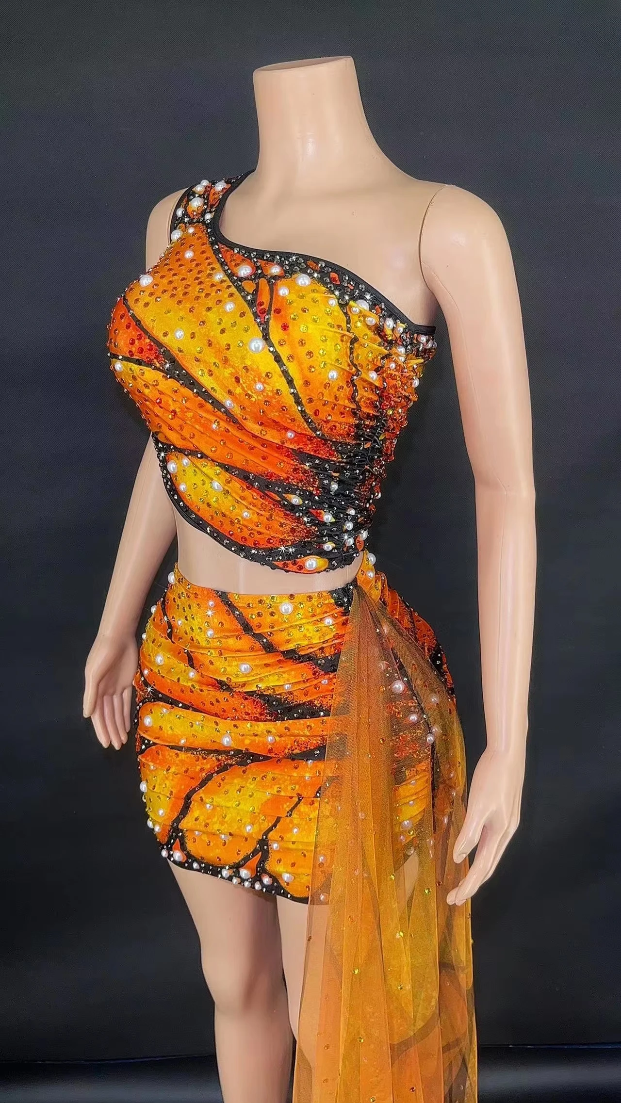 

ZD Crystal Bra Skirt Body Jewelry Diamond Gemstone Tassel Top Bottom Rhinestone Outfit Boutique Nightclub Lingerie Thong Panties