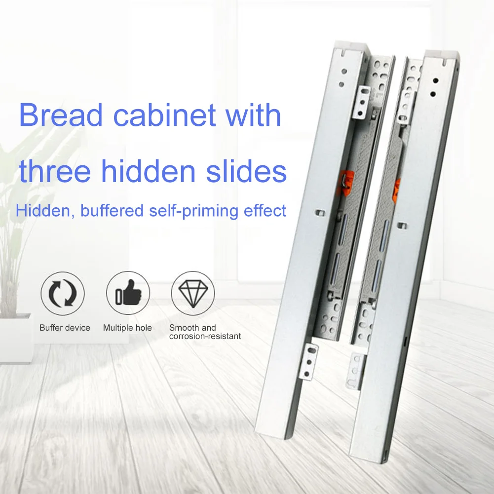 1 Pair 200-500mm Floor Mounted Soft-close Drawer Rails Underfloor Guides Underfloor Guides Floor Mounting Drawer Runners