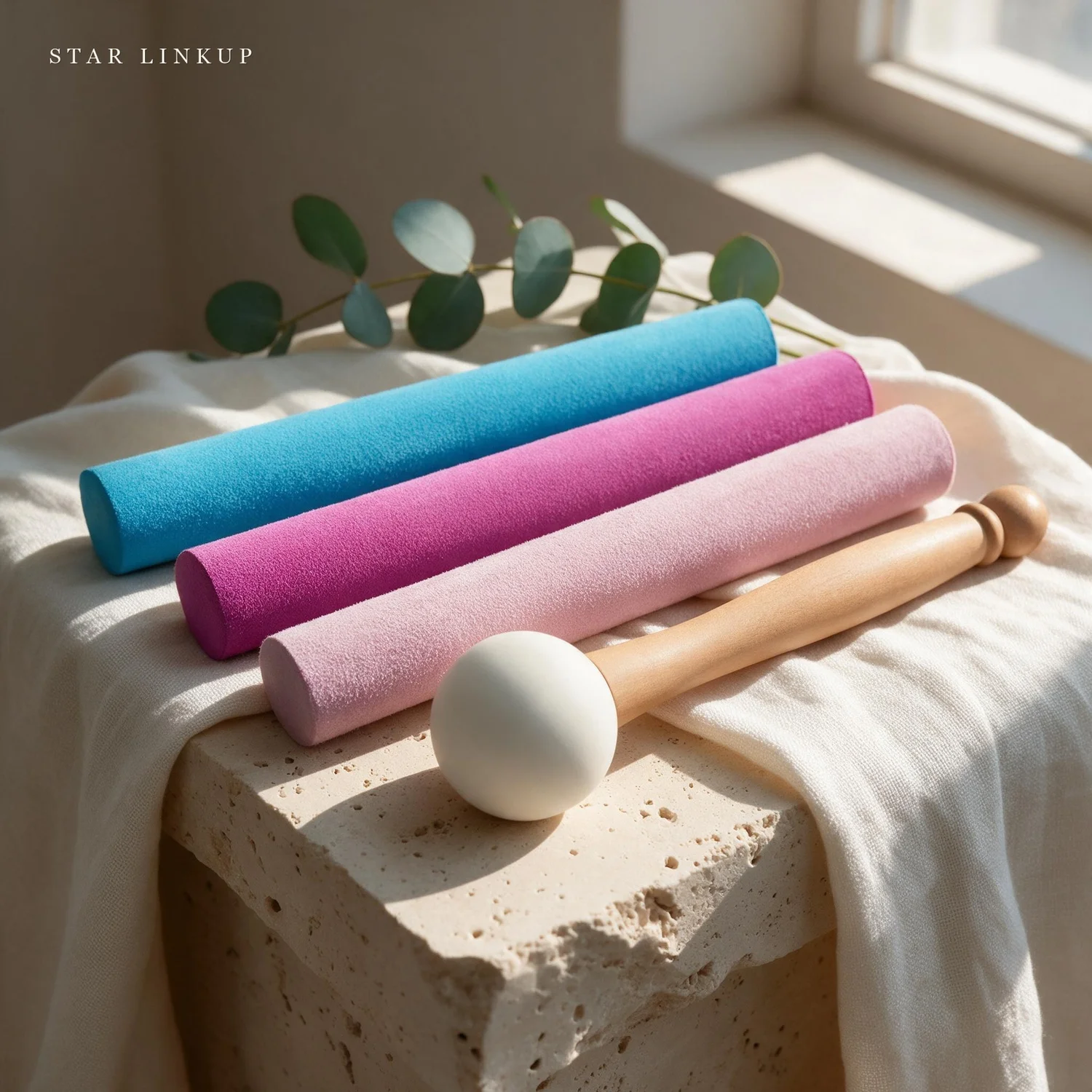 Ensemble de baguettes en suède coloré et de maillets en caoutchouc STAR LINKUP pour bols chantants en cristal de quartz, 1 pièce, accessoire de percussion artisanal pour la guérison sonore, la méditation, le yoga, l'équilibrage des chakras, le bain de sons et la relaxation quotidienne.