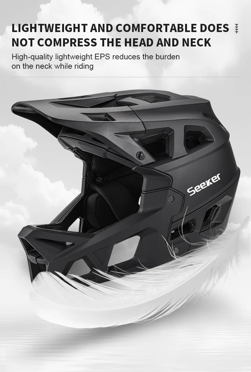 UMUSEEKER Fahrrad-Integralhelm, Downhill DH Offroad MTB Helm, Offroad-Multiszenario-Universal-Atmungsaktiver Fahrradhelm – Detail 8