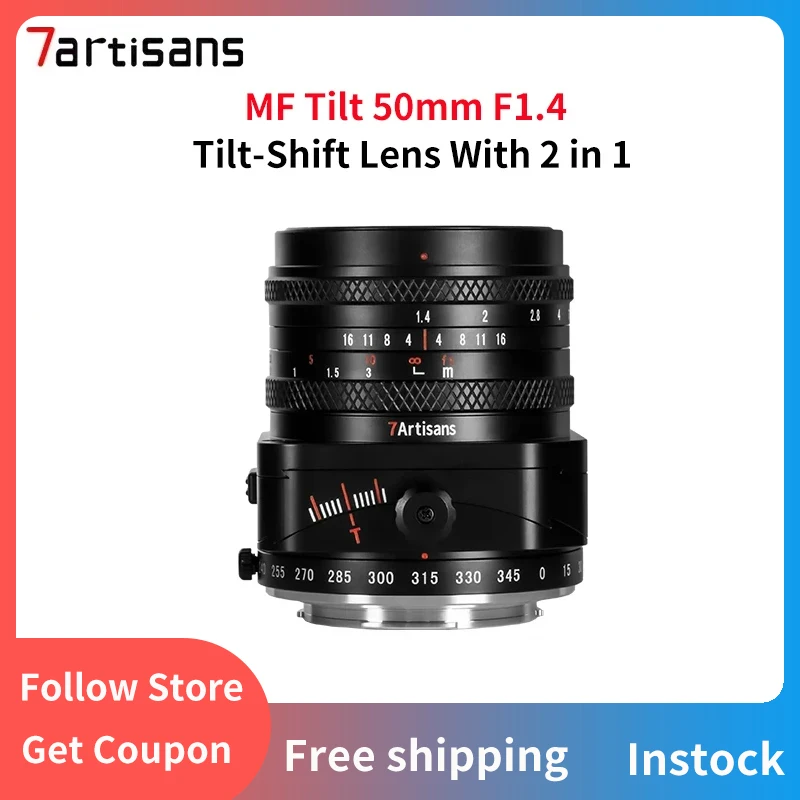 

7artisans 50mm F1.4 Large Aperture APS-C Lens with 2-in-1 Tilt-Shift Manual Lens For Sony E FUJIFX Micro 4/3 Mount Camera