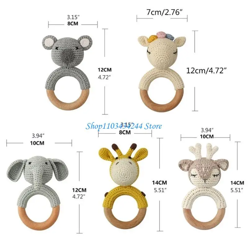 G2TC Anneau en bois des animaux en tricot façonner bébé