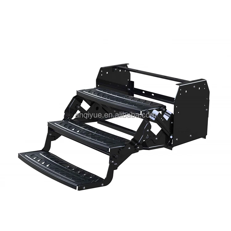 Aluminum RV Triple Step Manual Folding Caravan Trailer Side Step Loading 200 KGs
