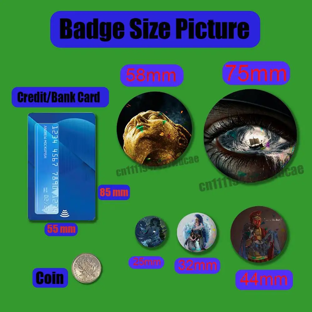 For Odysseus Odyssey Athena Badge Cover Custom Button 25mm 58mm Pin Insignia Emblem Round Laser Film
