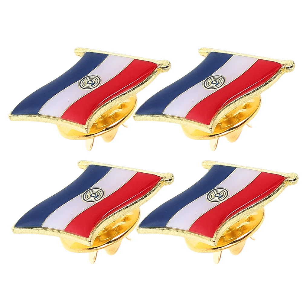 

4pcs Paraguayan Flag Lapel Pins Iron Metal Badges Patriotic National Pride Unique Design Epoxy Coated Enamel Brooch Pins For
