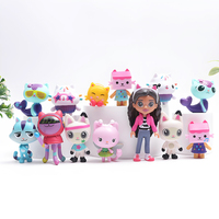 13pcs Gabby Dollhouse Anime Figure Toy Smiling Car Cat Hug Gaby Girl Dolls Mercat Cartoon Action Figure Xmas Birthday Kids Gift