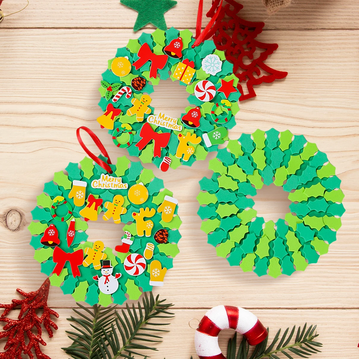 

Christmas DIY Sticker Wreath Christmas Decorations for Home 2024 Pendant Xmas Wreath Ornaments Navidad Natal New Year Gifts 2025