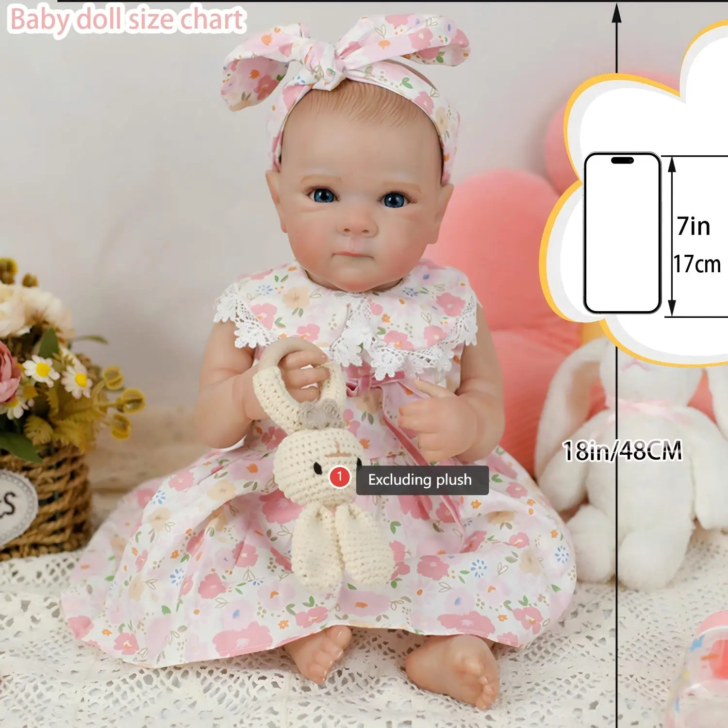 

18-дюймовая реалистичная кукла Reborn для новорожденных всего тела, моющаяся кукла Reborn с окрашенными реалистичными волосами Bebe Reborn Toys