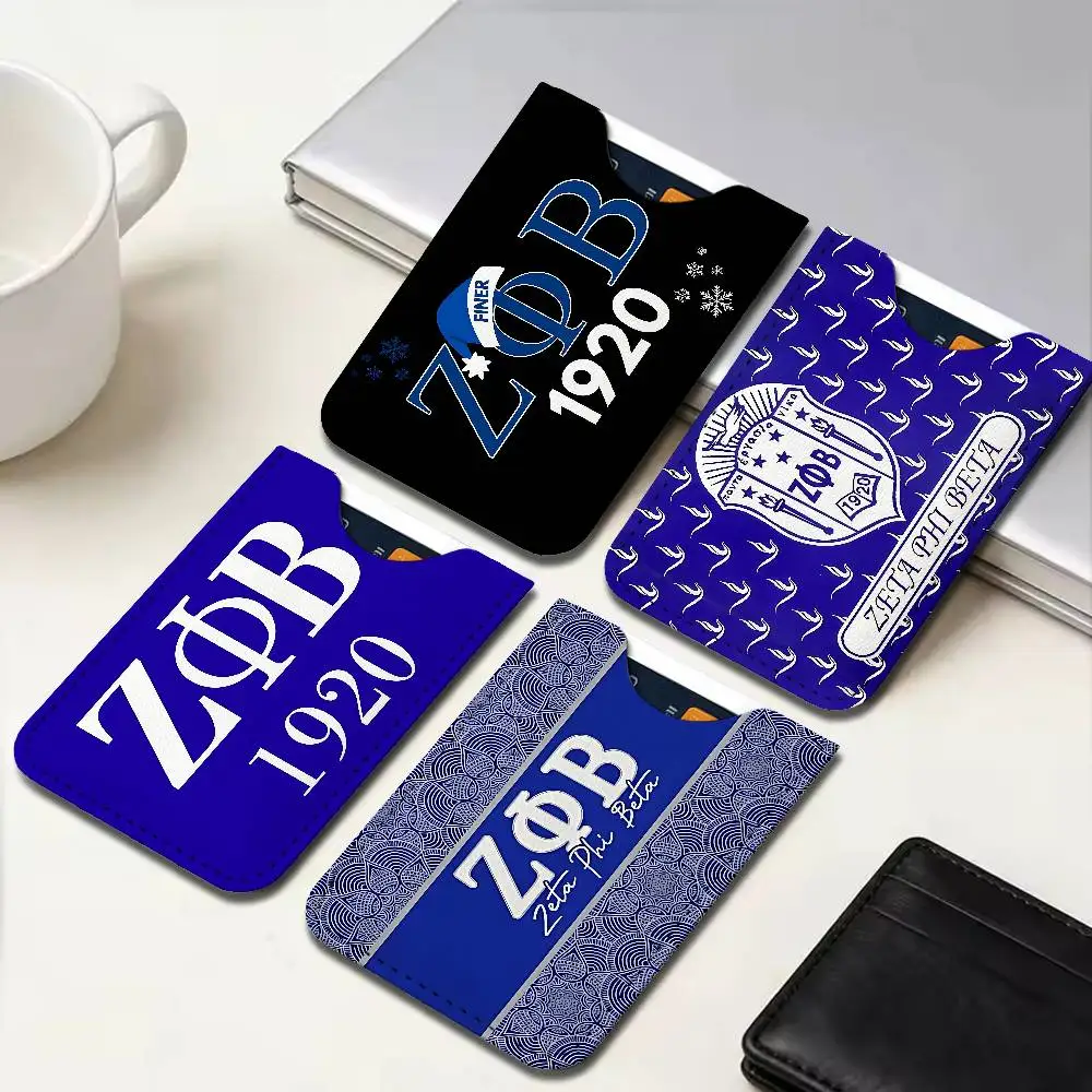 Zeta Phi Beta Sorority Ultra Slim Men Leather Mini Wallet Lightweight Credit Bus ID Card Holder Case for Daily Business Use
