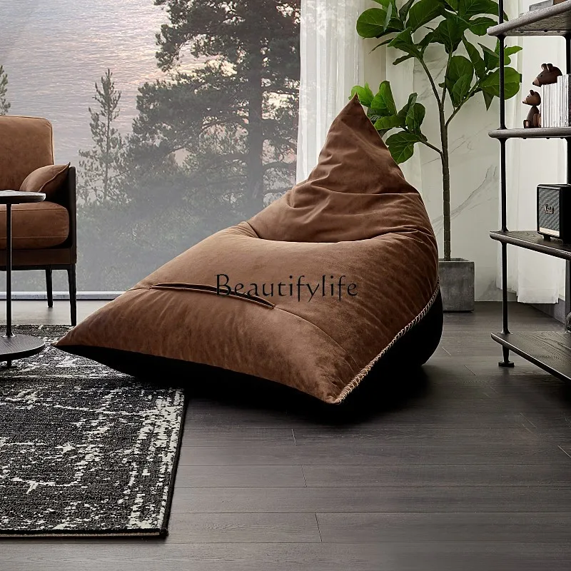 Nordic Lazy Sofa Suede Bean Bag Single Sofa Tatami Brown Furniture Leisure Recliner