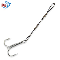 Rosewood Fishing Leader Stinger Rig Hook Stainless Steel Wire Line Overturned Treble Hooks Pike Perch Bass Accessories 3pcs/Pack