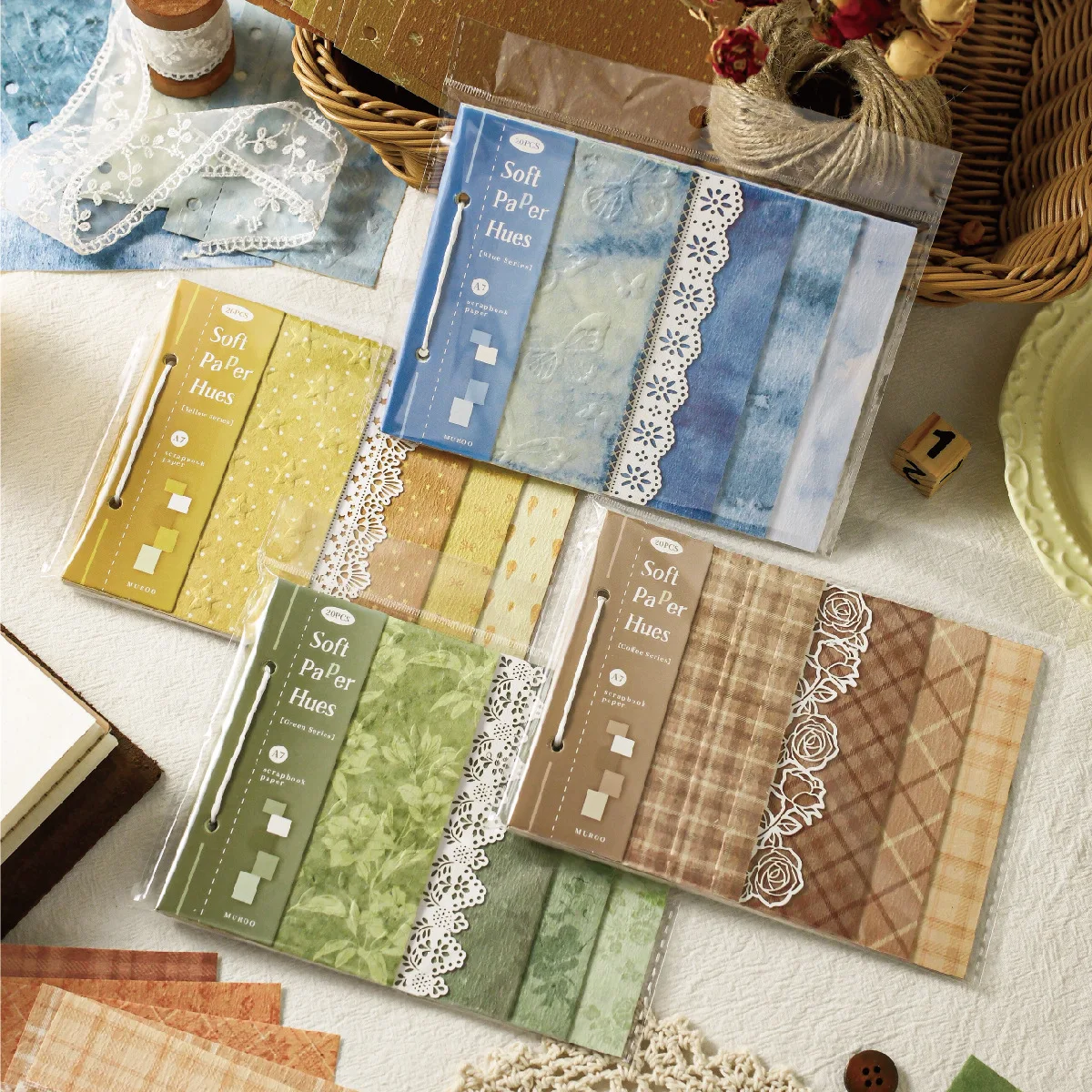 Vintage Flower Water Ripple Pattern Landscape Material Paper Creative DIY Junk Journal Collage Scrapbooking Stationery