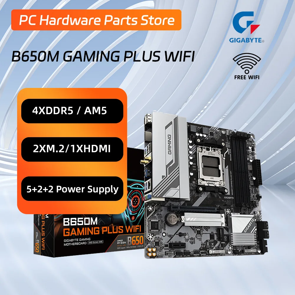 GIGABYTE B650M GAMING Plus WIFI Motherboard 5+2+2 Power Supply 4xSMD For AMD EXPO™and Intel® XMP Ram Micro-ATX AMD B650 DDR5 kit