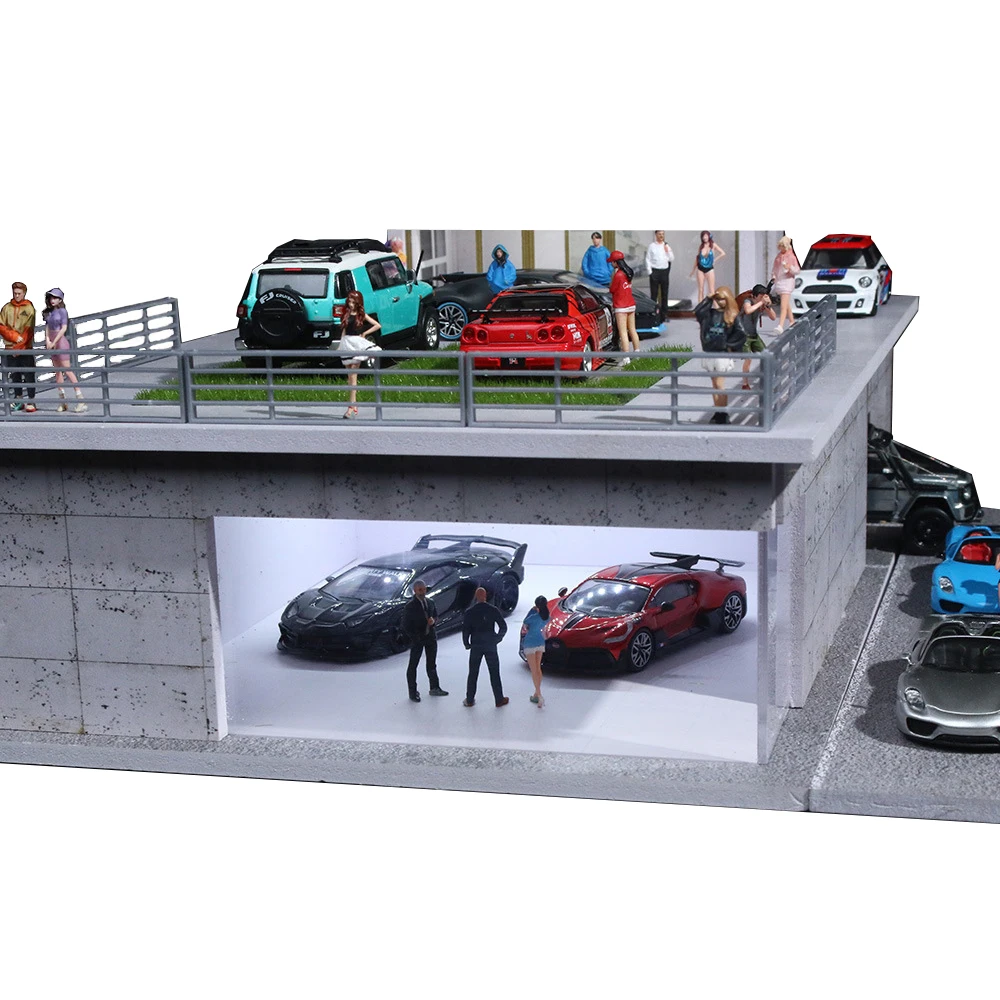 1:64 Morimoto Factory & Sunroom Scene Models - Lighting Version Car Garage Simulation Collection Gift Ornaments for Home Decor