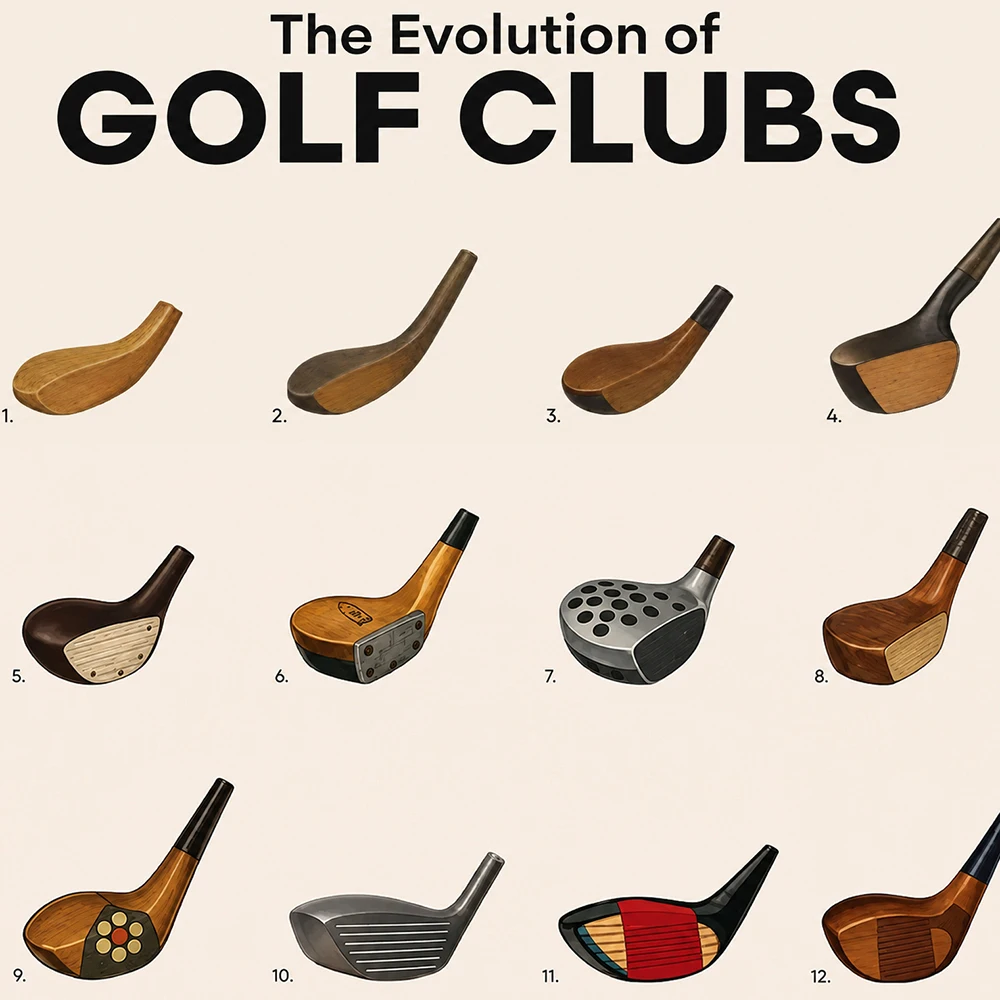Vintage Golf Wall Art Poster Golf Clubs Balls Putters Swing Evolution History Print Golf Club Office Wall Decor Man Cave Gift