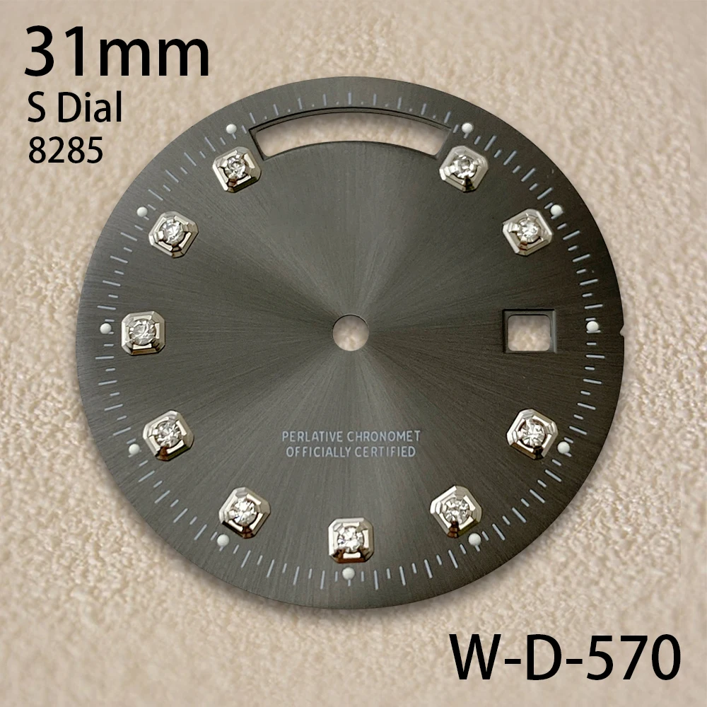 31mm S Logo Dial Day And Date Diamond Sunray Dial Suitable For 8285 Movement High Quality Watch Modification Accessories