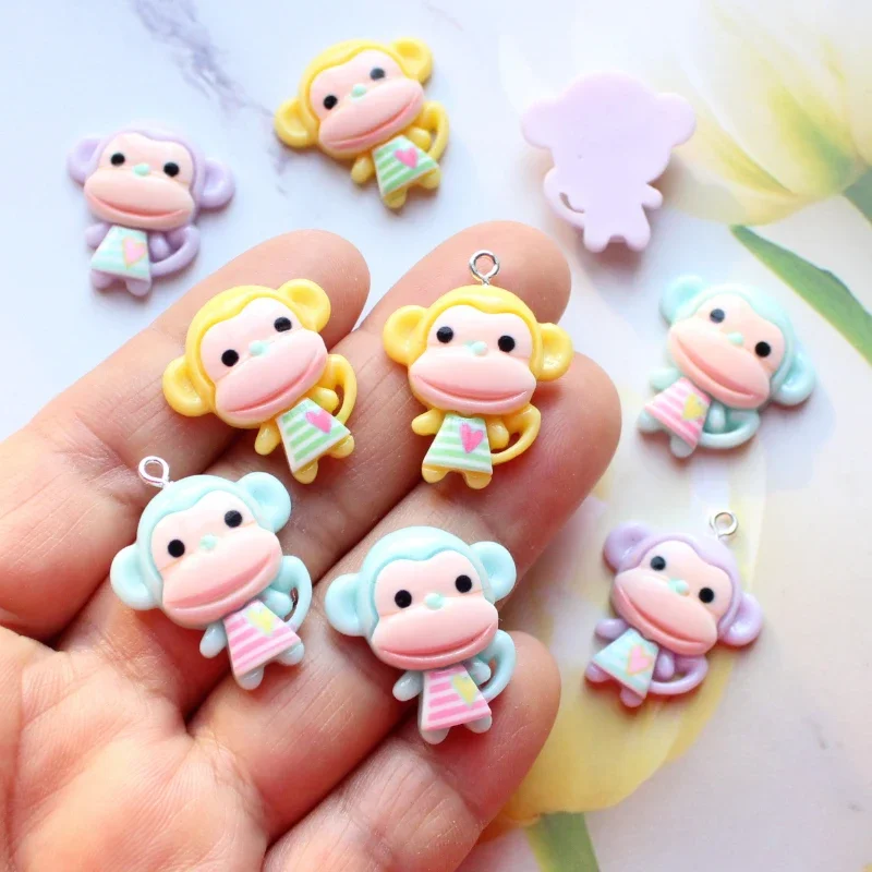 10Pcs 23*25mm Cartoon Monkey Resin Animal Flatback Scrapbooking DIY Wedding Phone Hair Shoe Cap Toy Jewelry Gift Embellishment