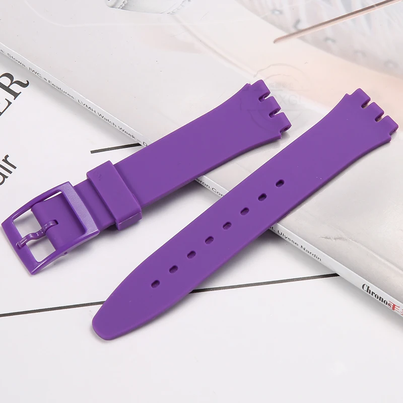 17mm Soft Color Silicone Strap For Swatch Waterproof Sports Watch Accessories Band Bracelet Wristband