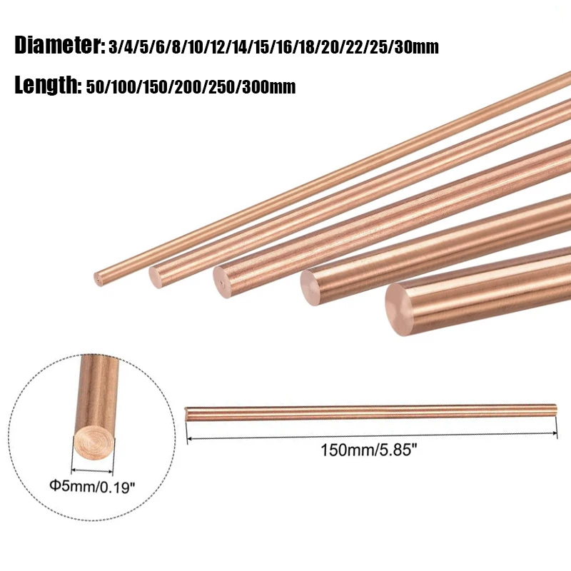 1pcs diameter 3-30mm, length 50-300mm coppers rod for welding/milling/coppers plating solution/metal processing