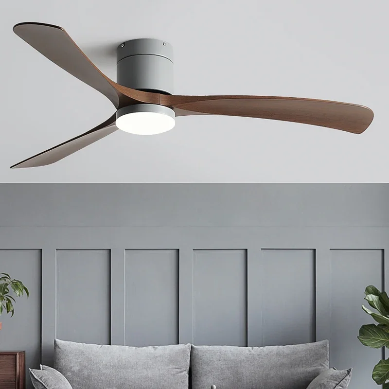 Ventilatore da soffitto nordico Log luce nuovo ventilatore da soffitto silenzioso luce camera da letto ristorante famiglia ventilatore elettrico a frequenza variabile luce