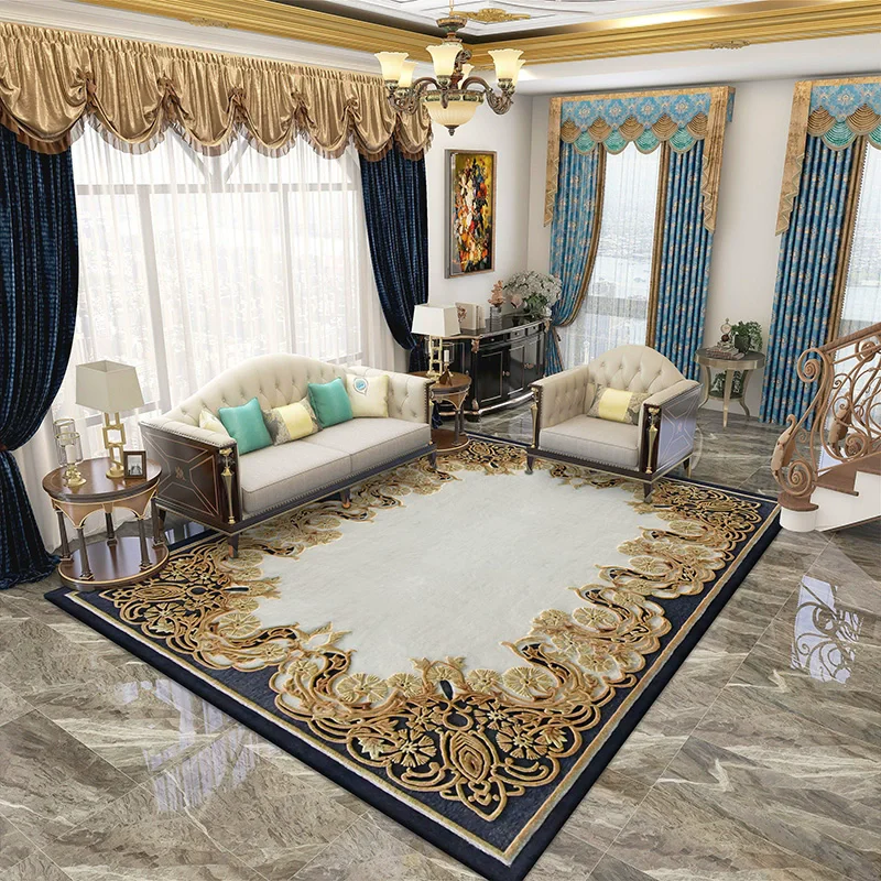

Hand Carved Home Wool Carpet For Living Room European Style Court Bedroom Rug Villa Sofa Coffee Table Floor Mat Study Area Rug