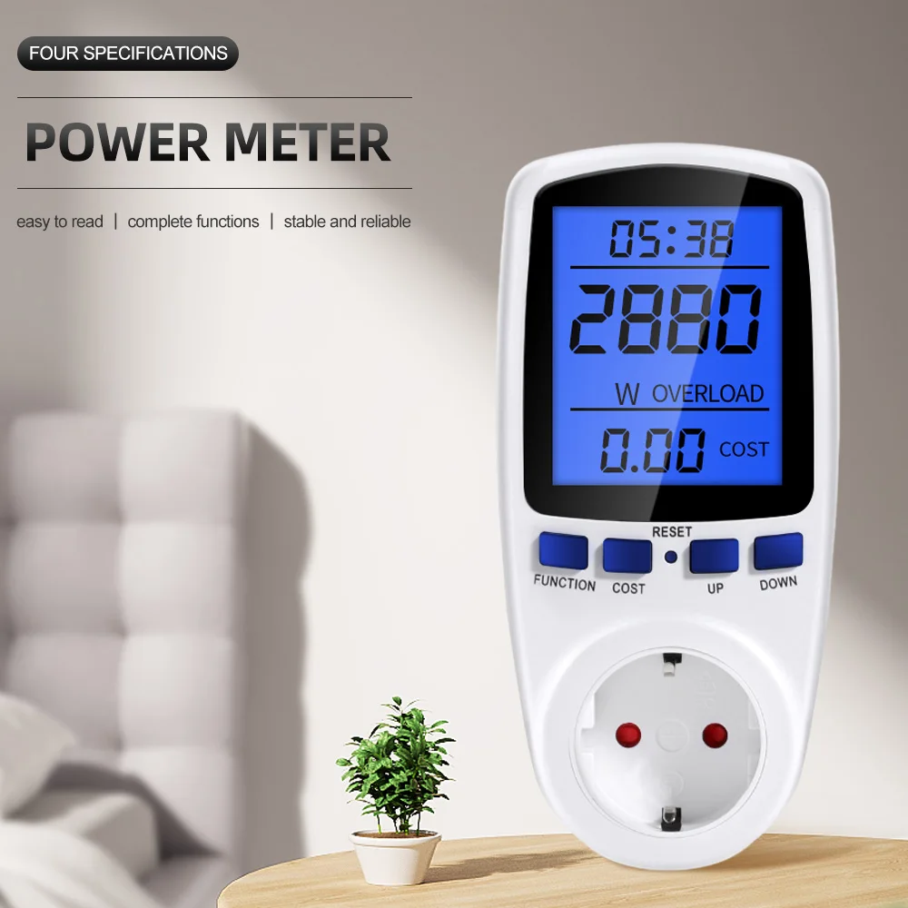 Digital Wattmeter Ammeter Voltmeter 220V AC Power Meter Electric Consumption Meter Voltage Socket Kwh Frequency Energy Meter