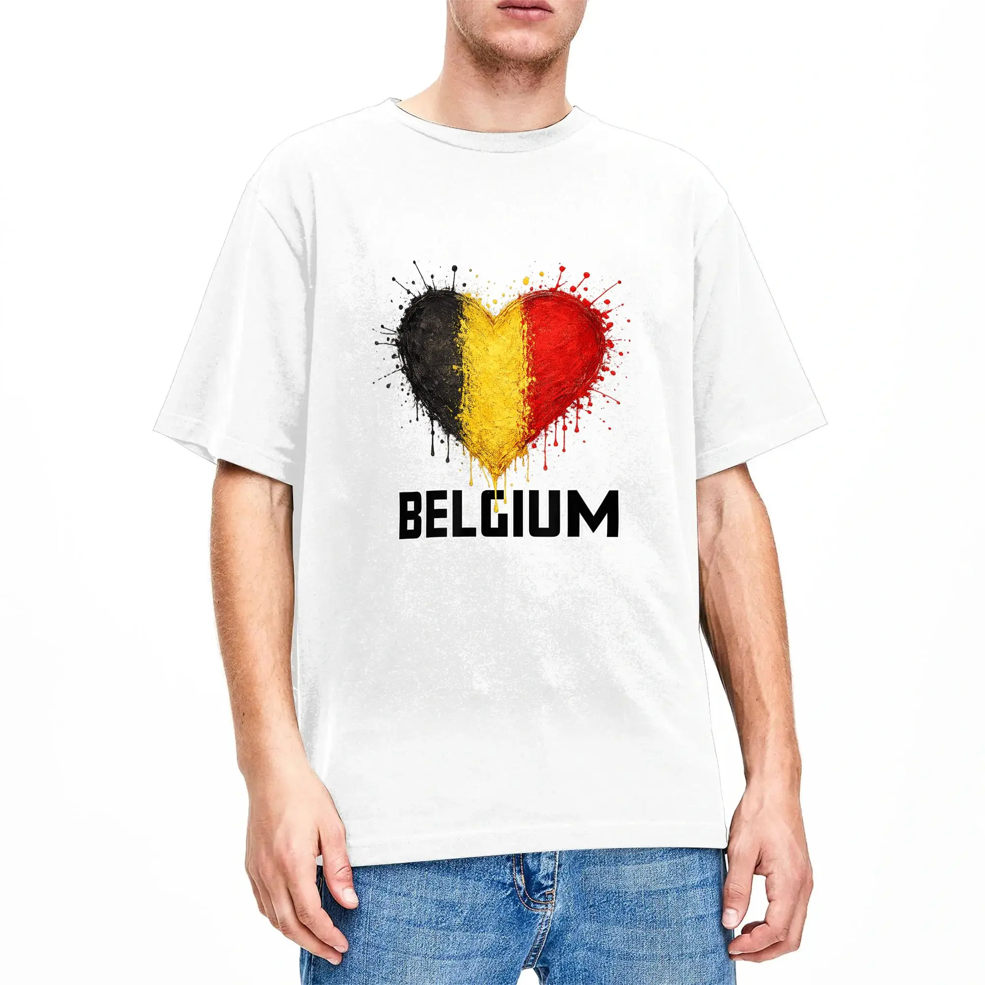 Casual T-Shirt Summer Belgium 2026 Leisure T-Shirts  100 Cotton Tee Shirt for Male Y2K Funny Plus Size 6XL Short Sleeve Tees