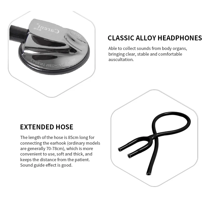 Carent Professional Stethoscope Dual Medical Silver Stainless Steel Stethoscope for Doctor Nurse Fetal Heart Rate Health Care