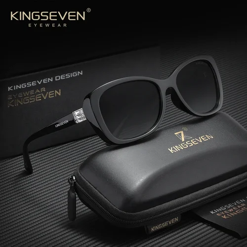 Imagen 2 del producto KINGSEVEN, gafas de sol de lujo a la moda para mujer, gafas ovaladas para conducir, gafas protectoras de mariposa para exteriores, gafas para mujer
