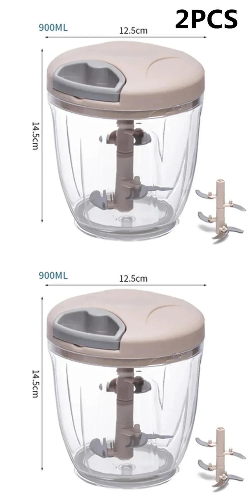 NONE 500/900ML Knoblauch Chopper Manuelle Drehen Gemüse Cutter Chopper Slicer Obst Knoblauch Brecher Küche Gadget Mixer Fleischwolf 5