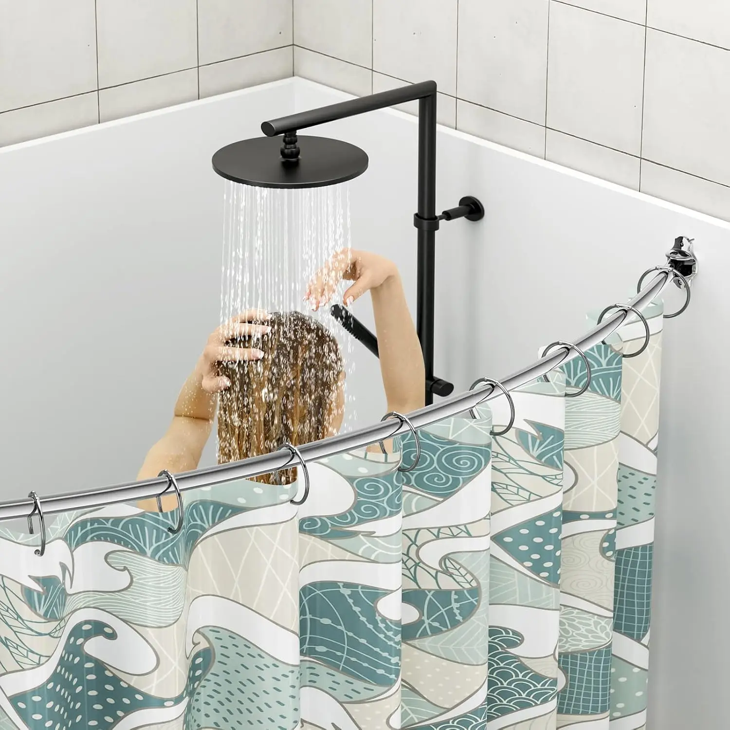 Curved Shower Curtain Rod, Adjustable 40-72 Inches Extra Wide for Bathroom, Stainless Steel Rustproof view 3