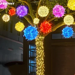 2024 LED Round Ball String Lights Outdoor 20/30CM Rattan Ball Christmas Fairy Lights for Home Garden Wedding Garland Decoration