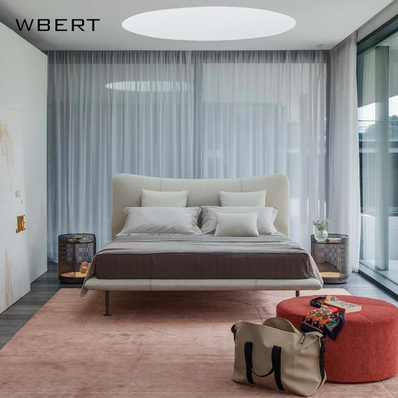 WBERT-Conjuntos de cuero maestro de diseño minimalista italiano, muebles para el hogar, respaldo alto, sala de estar, comedor, cama doble