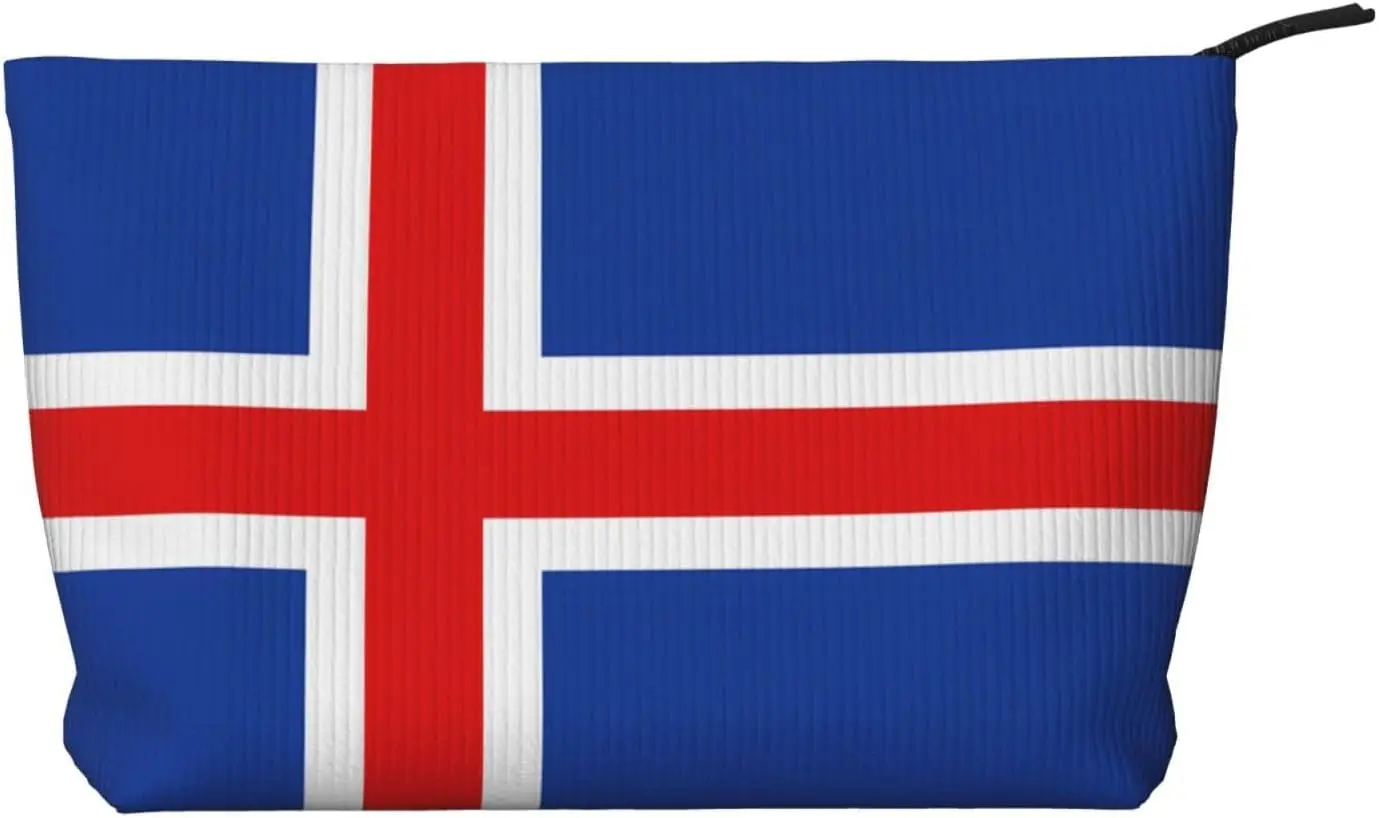 

Flag of Iceland Corduroy cosmetic bag, suitable for travel and daily use, Sturdy Lining, Ensures Longevity