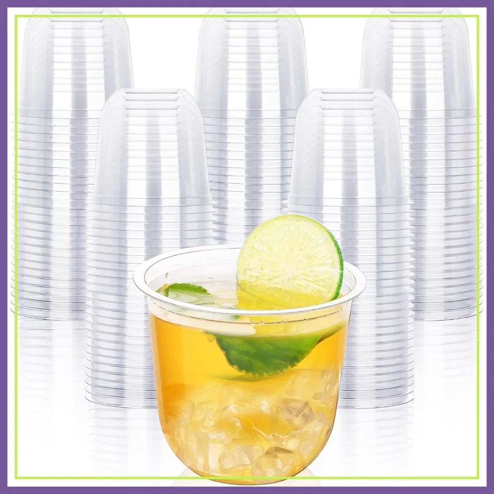 

100 Pcs 12oz Crystal Plastic Wine Glasses Clear Classic Cup for Weddings Parties