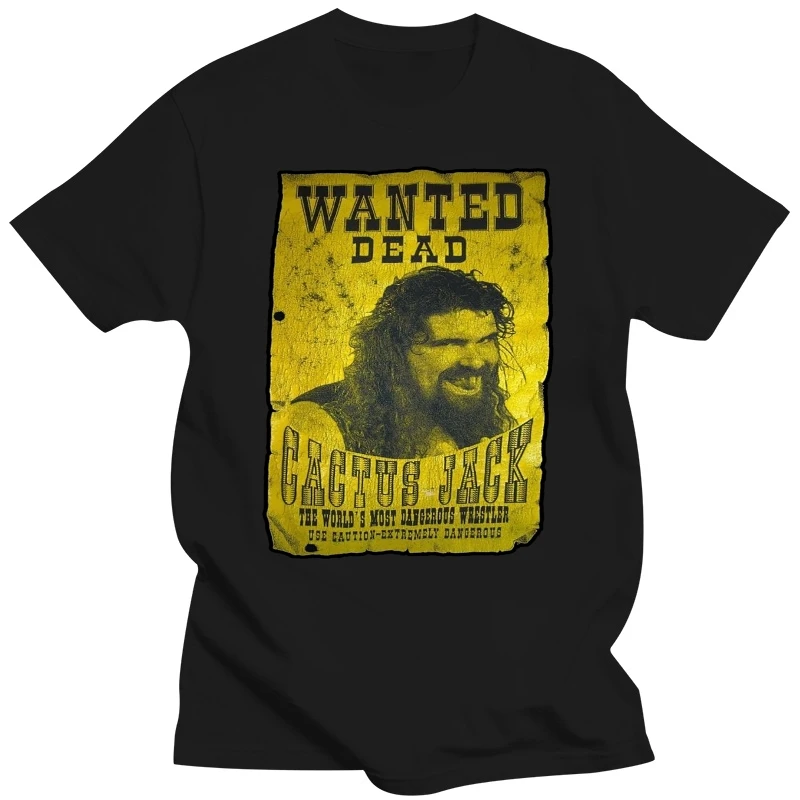 CACTUS JACK WANTED T SHIRT - MANKIND / MICK FOLEY  100% Cotton Short Sleeve Summer T-Shirt  Cool O-Neck Tops