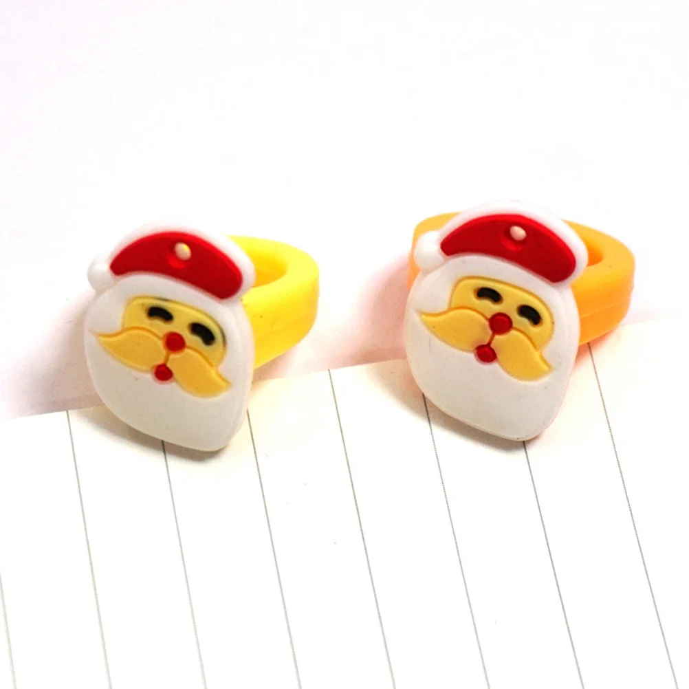 

30Pcs Christmas Rings Kids Adorable Cartoon Soft PVC Jewelry Party Favors Christmas Decorations Gifts Rings for Kids