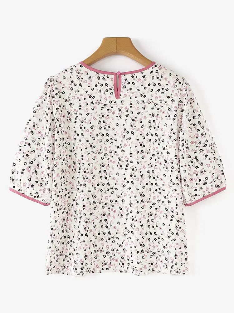 ZANZEA básica-Blusa de manga corta para mujer, camisa Bohemia con estampado Floral, holgada e informal, 2024