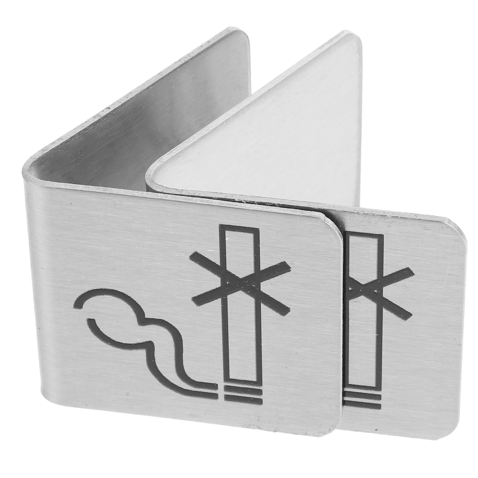 

2PCS No Smoking Table Signs Stainless Steel Double Side Cafe Sign Home Office Hotel Safety Traffic Non Smoking Desk Indicator