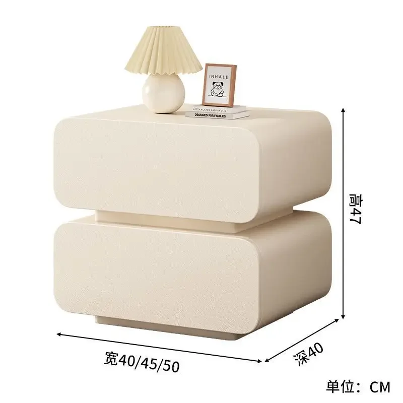 JUB Cream Wind Bedside Table Simple Modern Solid Wood Bedside Storage Cabinet Household Bed Cabinet Bedroom Small