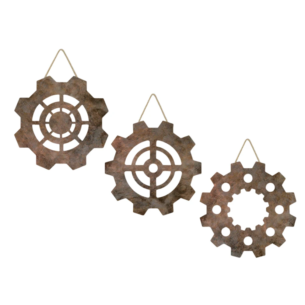 

3 Pcs Wooden Gear Hanging Decoration Wall Art Dining Room Farmhouse Country Home Boxwood Decorative Signs