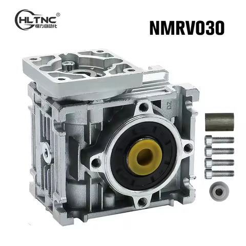 HLTNC 5:1 to 80:1 Worm Gear Reducer NMRV030 High Torque Gearbox Input 8mm 11mm Output 14mm With 60mm Flange for Nema23 Motor