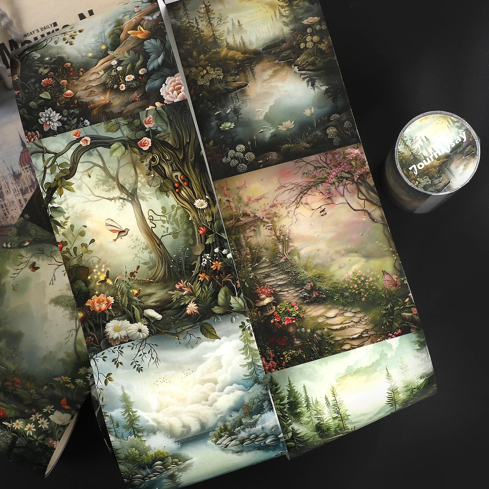 80mm * 200cm vintage fada floresta flor paisagem washi fita criativa diy diário material colagem scrapbook papelaria