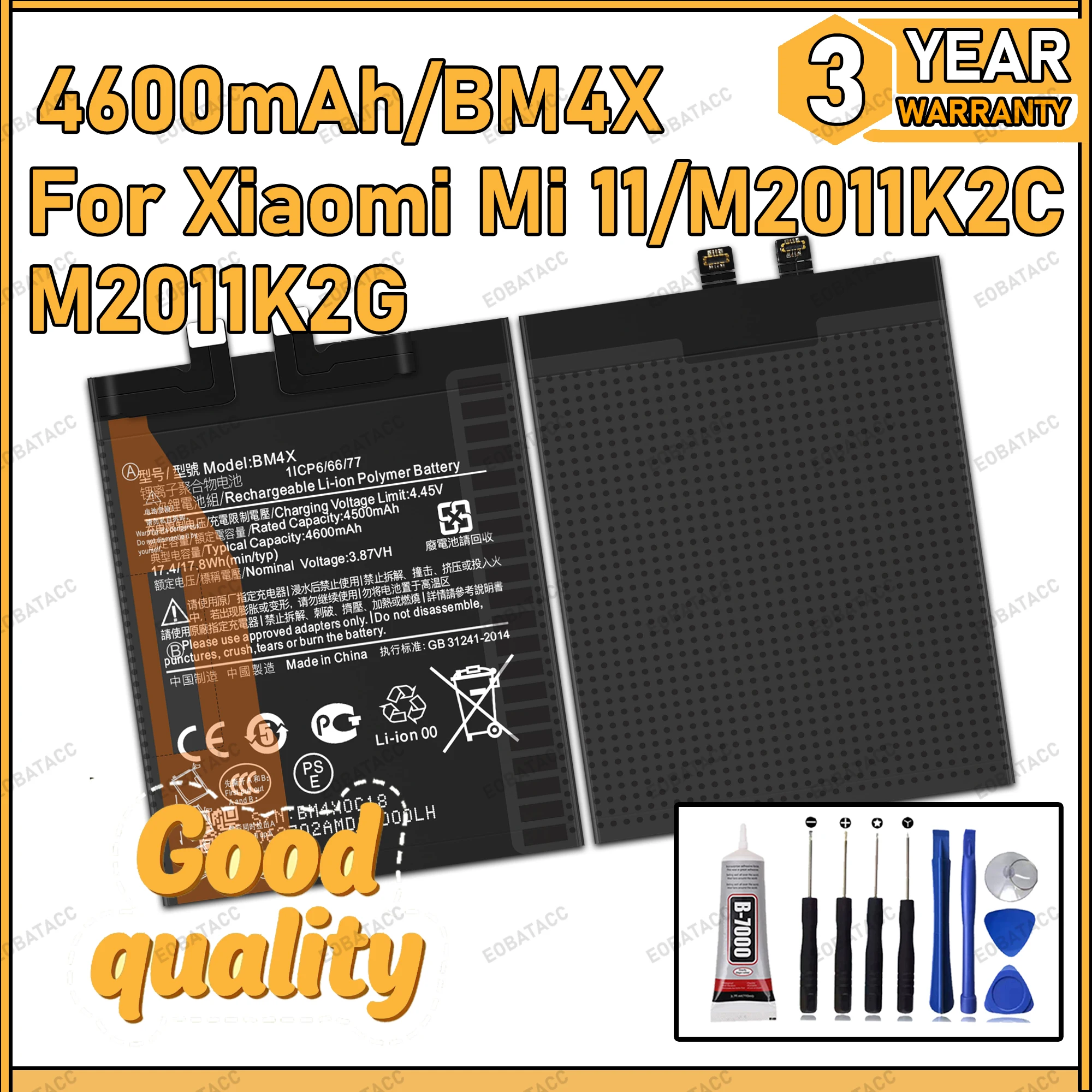 

100% New Zero Cycle BM4X Battery For XIAOMI Mi 11/M2011K2C/M2011K2G Bateria +Free Tools