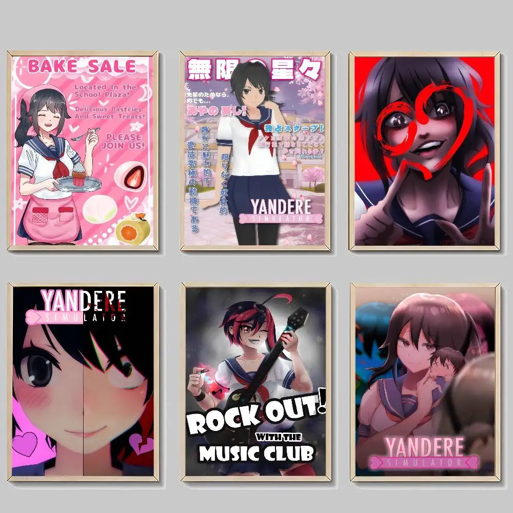 Yandere Simulator Vintage Poster Klebende Retro Kraftpapier-Aufkleber DIY Zimmer Bar Café Kawaii Raumdekoration