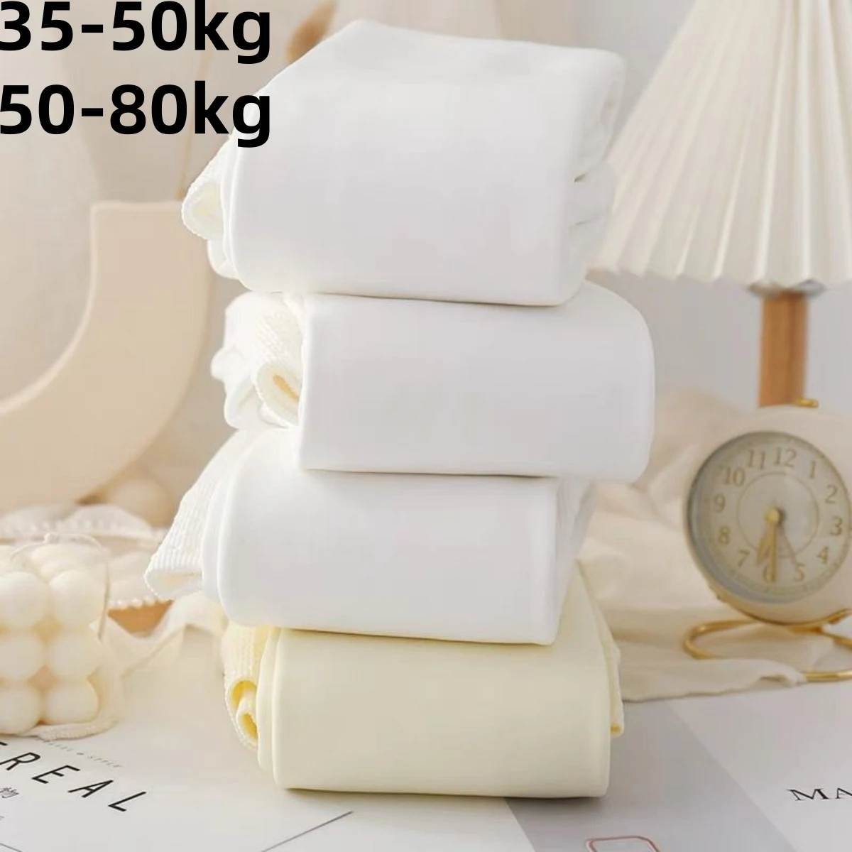 35-80kg Übergröße Neuer Stil Reinweiße Winter-Strumpfhose mit Milchfleece-Futter für Damen, Japanische Warme Schlankmachende Leggings