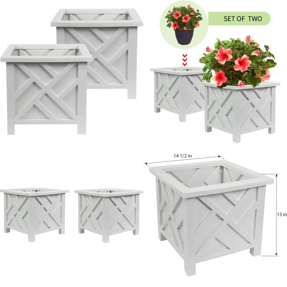 

Элегантный набор из 2 уличных кашпо для декора патио, веранды и сада