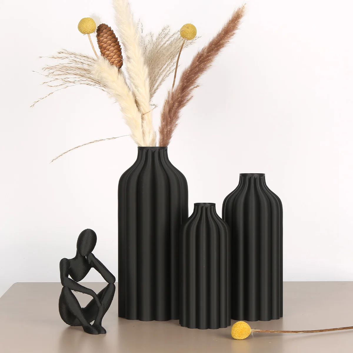 طقم مكون من 3 قطع، طقم مزهرية على الطراز البوهيمي، مناسب لغرفة المعيشة وغرفة الطعام وديكور المكاتب - مزهريات أنيقة