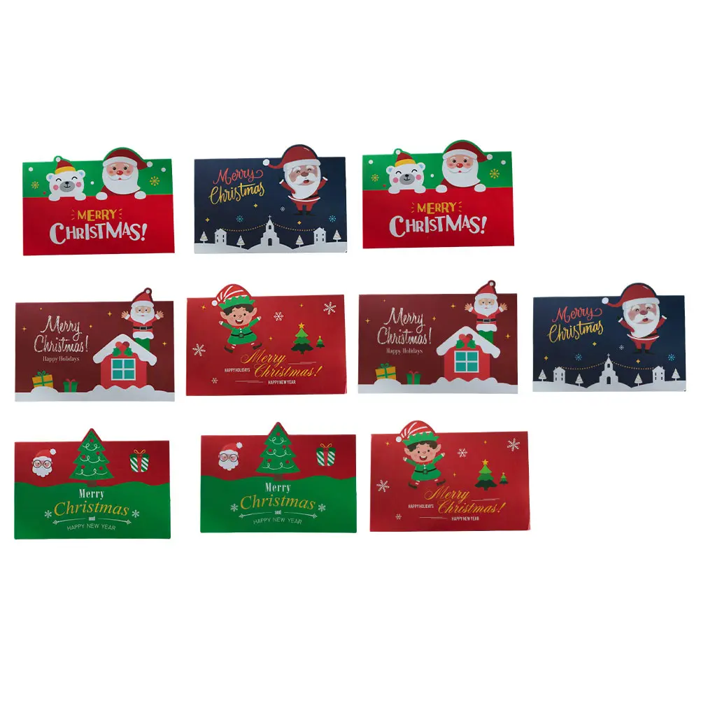 

10 set Christmas Greeting Cards Xmas Blessing Paper Cards Express Greetings for Friends Colleagues Festival Gift
